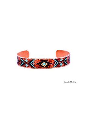 Handmade Copper Cuff Bracelet with Tribal Arrow Design - Adjustable Vintage